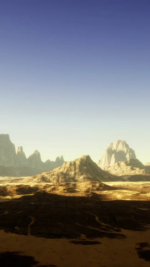 Vast panoramic view of lit hill with shadow patterns and welcoming mood Stock Footage 327774769