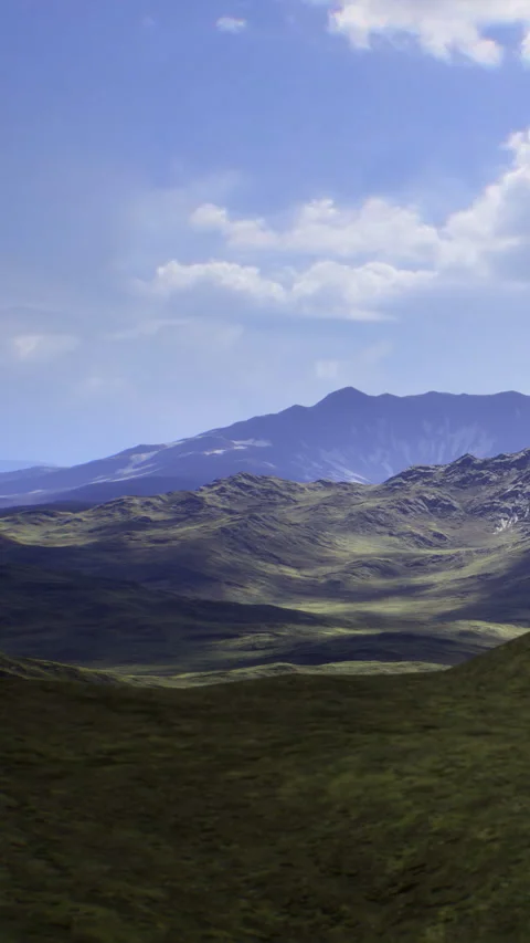 Vast rolling hills stretch beneath a brilliant blue sky with gentle clouds Stock Footage 331828155