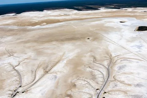 Vast salt pans tidal pattern and coastal flat-lands located near Broome, We.. Stock Photos