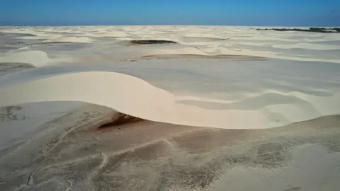 Vast Sand Dune Landscape Under Blue Sky - Lencois Maranhenses, Brazil Stock Footage 331517258