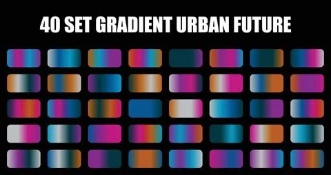 A vast set of urban future gradients with vibrant metallic colors and modern Stock Illustration