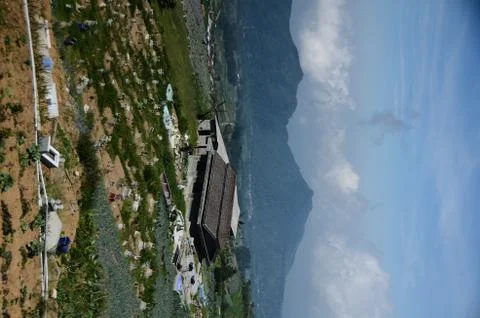 Vast vegetable fields on the mountainside Stock Photos