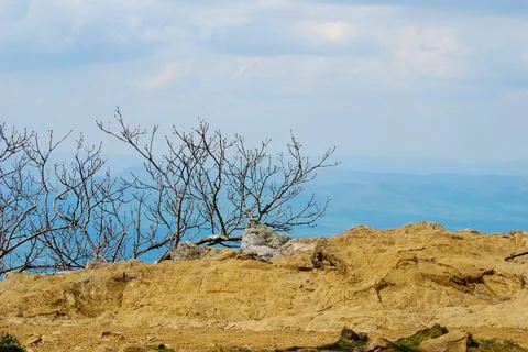 Vast view from Hawksbill Crest of a ridge in Shenandoah National Park Stock Photos
