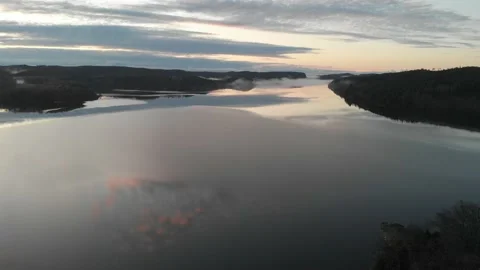 Vast View Over Lake During, Peaceful Concept, Aerial Vie Stock Footage 145485565