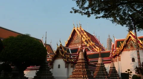 Vat Pho temple of Bangkok elements - dolly shot Stock Footage 61450517