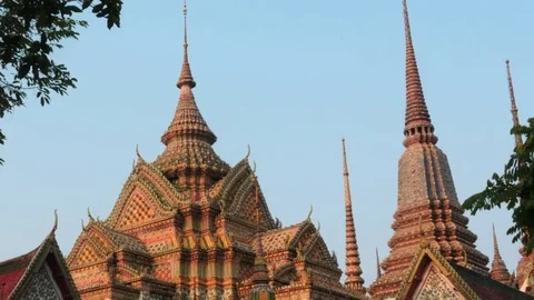 Vat Pho temple of Bangkok elements - smooth zoom Stock Footage 76516759