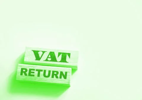 VAT return text Value Added Tax return on wooden blocks. Financial concept 스톡 사진