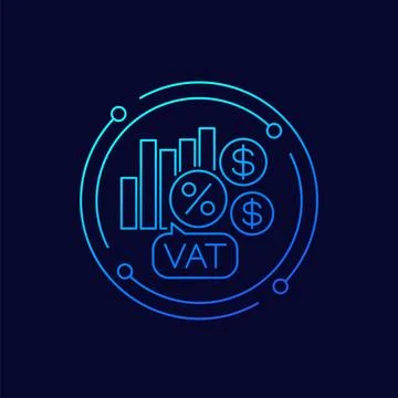 VAT, Value Added Tax icon, linear design Stock Illustration