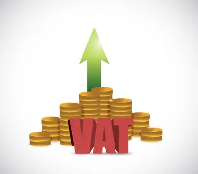 VAT (Value Added Tax) on stacks of gold coins Stock Illustration