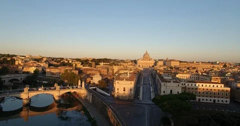 Vatican Aerial View Sunset, Rome Stock Footage 115288372