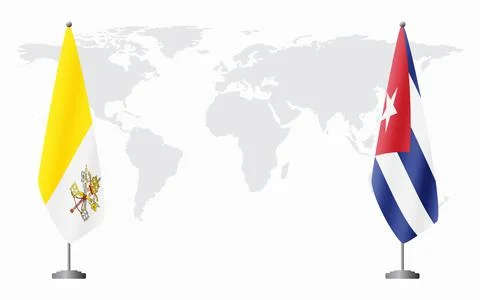 Vatican and Cuba flags for official meeting Stock Illustration