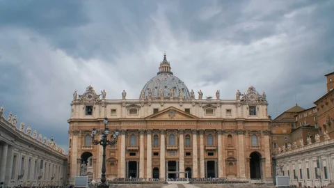Vatican Cinematic Pan Down to St. Peters Square Dynamic Gimbal Shot Stock-Footage 120657889