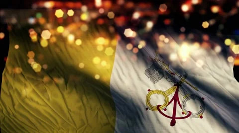 Vatican City Flag Light Night Bokeh Abstract Loop Animation 4K Stock Footage 47678740