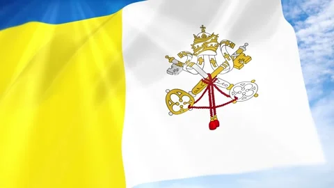 Vatican City Flag Seamless Loop 4k 60fps on Sky Background Stock Footage 341679957