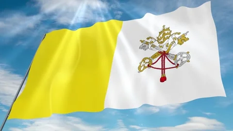 Vatican City Flag Seamless Loop 4k 60fps on Sky Background Stock Footage 341753128
