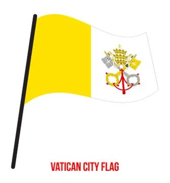 Vatican City Flag Waving Vector Illustration on White Background. Stock Illustration