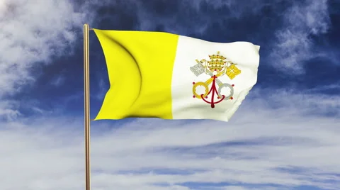 Vatican City flag waving in the wind. Looping sun rises style.  Animation loop 스톡 동영상 47987257