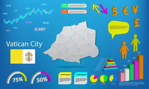 Vatican City map info graphics - charts, symbols, elements and icons collecti Illustrazione stock