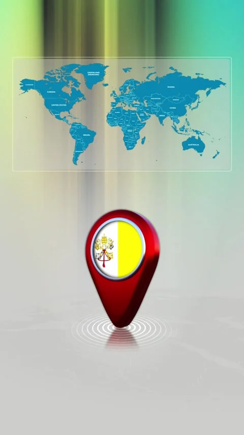 Vatican City World Map Pin Location Background Loop Vertical Stock Footage 343194654