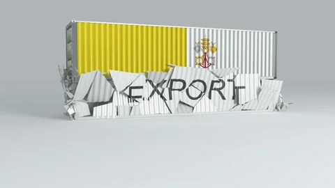 Vatican container with the flag falls on top of a container labeled EXPORT Stock Footage 124635103