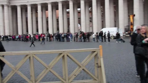 The vatican courtyard inside it pan from right to left with people pedestrians Stock Footage 252148018