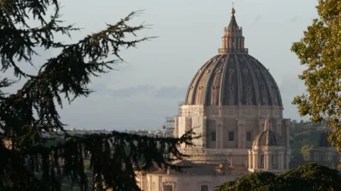 Vatican Dome From a Distance Stock Footage 162403633
