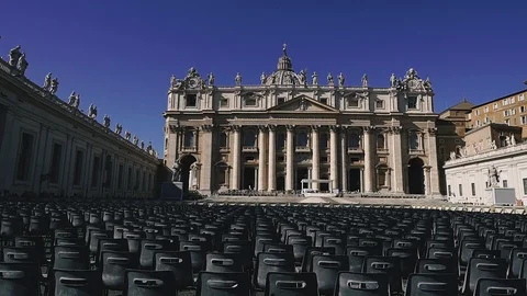 Vatican. Empty chairs in a square near the Vatican. Rome. Italy. Video stock 123576145