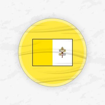 Vatican Flag in a Circular Emblem Design, Abstract Round Sticker Illustration Ilustración de archivo