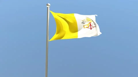 Vatican flag on flagpole. Vatican flag fluttering in the wind.	 Stock Footage 168476856