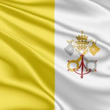 Vatican flag fluttering in the wind in 3D illustration Stock Illustration