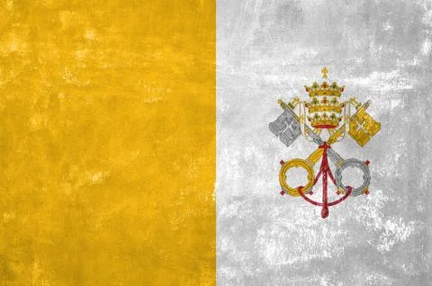 Vatican - Flag on Old Grunge Texture Background Stock Illustration