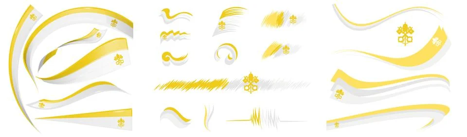 Vatican flag set elements, vector illustration on a white background Stock Illustration