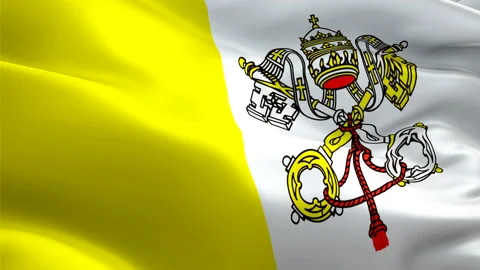 Vatican flag video waving in wind. Realistic Vaticano Flag background. Stock Footage 100019650