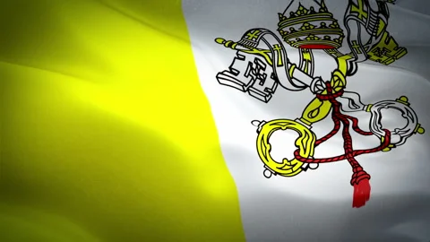 Vatican Flag Wave Loop waving in wind. Realistic Vaticano Flag background Stock Footage 97701616