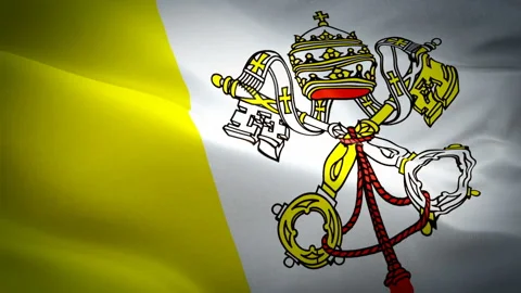 Vatican Flag Wave Loop waving in wind. Realistic Vaticano Flag background. Stock Footage 100019418