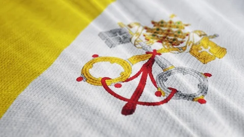 Vatican flag is waving 3D animation.  Stock Footage 100635591