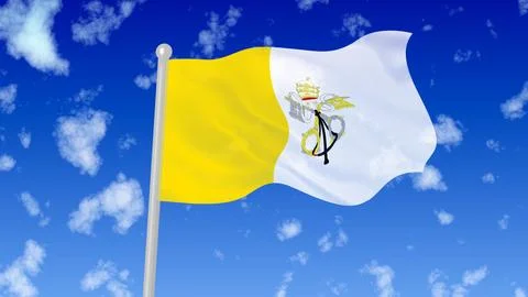 Vatican flying flag wave in the sky with clouds Stockillustratie