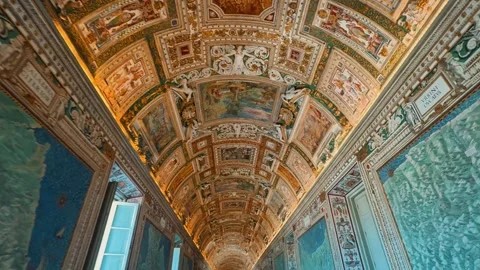Vatican Gallery of Maps TimeLaps Stock Footage 336024916