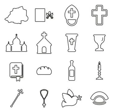 Vatican Icons Thin Line Vector Illustration Set Ilustración de archivo