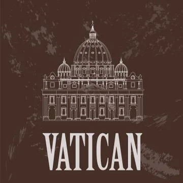 Vatican landmarks. Retro styled image Stock Illustration