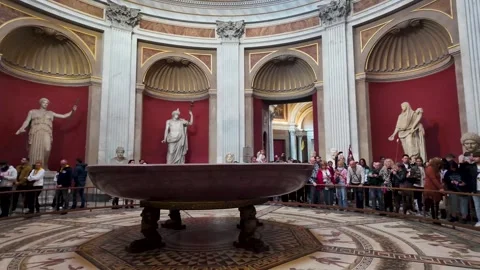 Vatican Rotunda with Statues Stock Footage 281028930