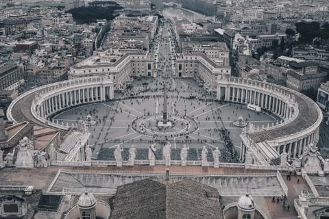 Vatican Saint Peter Square as seen from above, black and white version Stock Photos