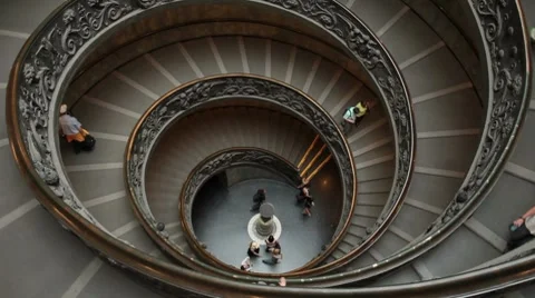 Vatican Spiral Ramp Museum Rome Italy P HD 0570 Stock Footage
