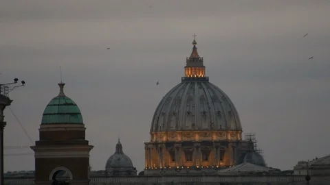 Vatican st peter at night time lapse Stock Footage 127608504