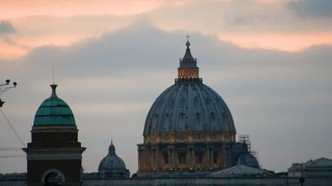 Vatican st peter at sunset time lapse Video stock 127608675