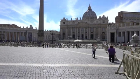 Vatican, St. Peter's Square, St. Peter's Basilica, The Vatican obelisk. Stock Footage 139745557