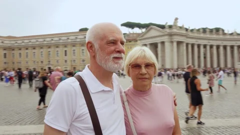 VATICAN, VATICAN - CIRCA September 2019: Retired pensioners on St. Peter's Stock Footage 153605663