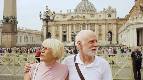 VATICAN, VATICAN - CIRCA September 2019: Retired pensioners on St. Peter's Stock Footage 153605711