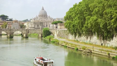 VATICAN, VATICAN - CIRCA September 2019: The Papal Basilica of Saint Peter from Stock Footage 153605888