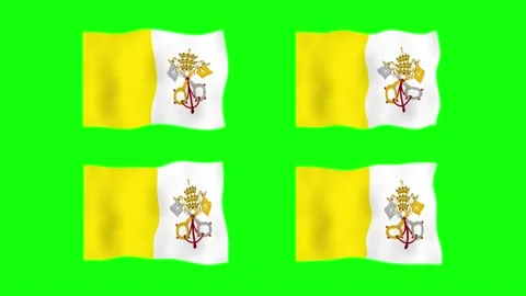 Vatican Waving Flag 2D Animation on Green Screen Background. Looping seamle.. Stock Footage 232923183